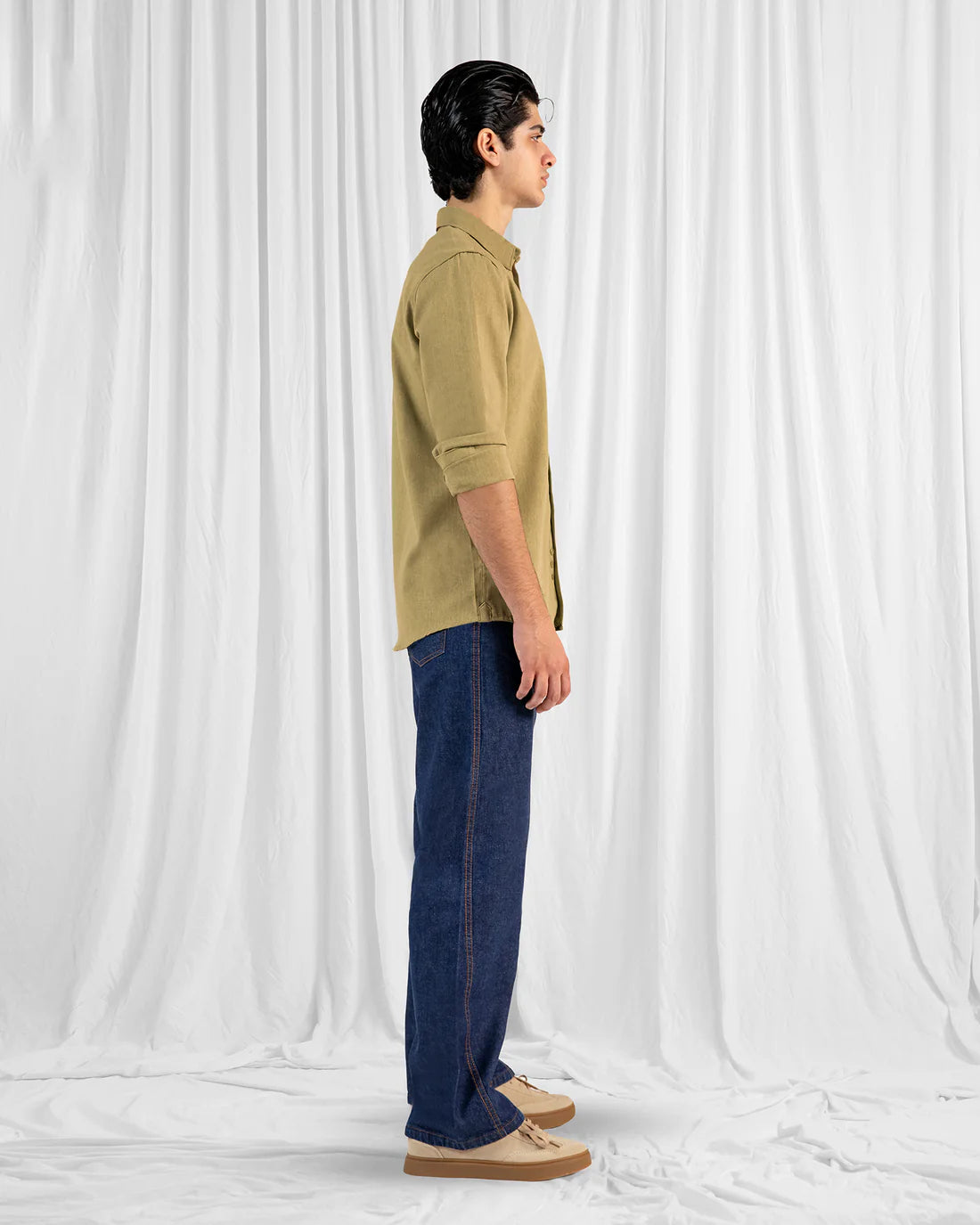Men Regular Fit Beige Casual Shirt