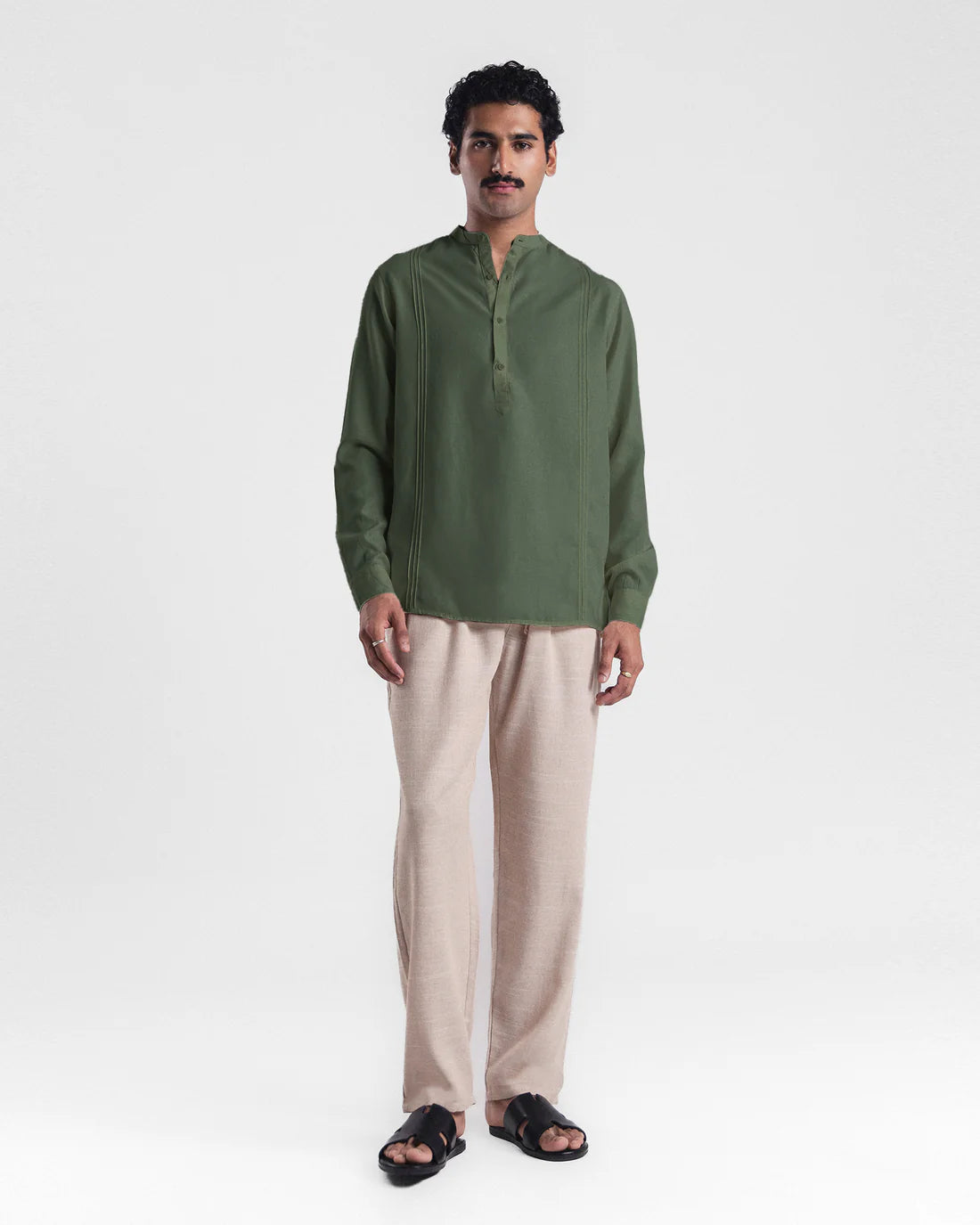 Men Regular Fit Olive Green Casual Shirt