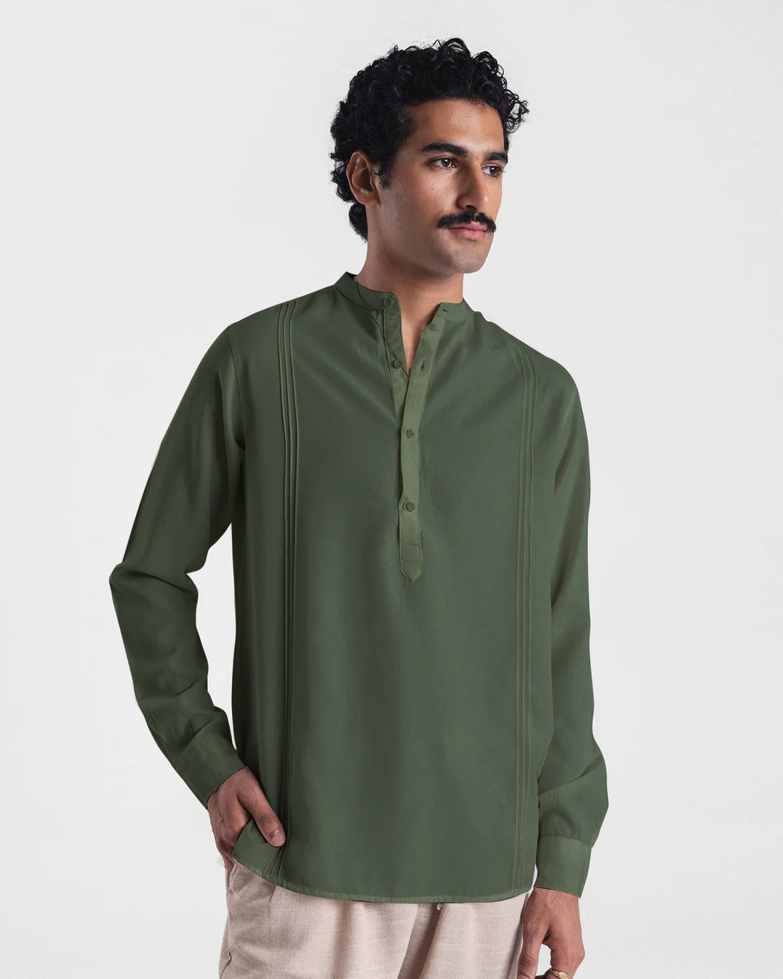 Men Regular Fit Olive Green Casual Shirt