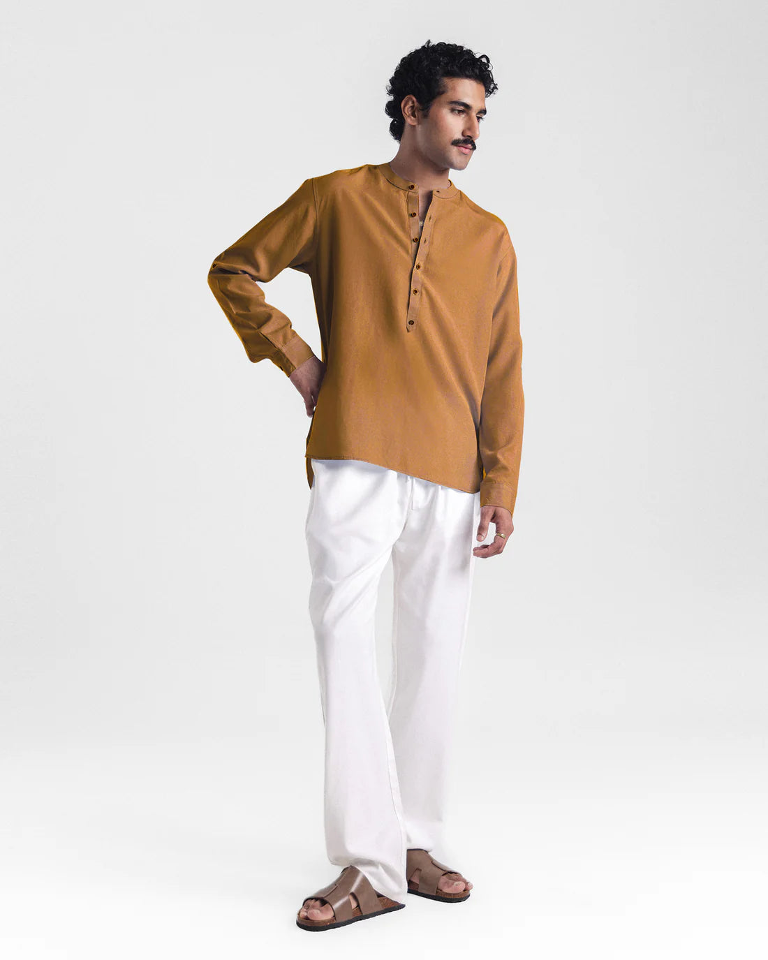 Men Relaxed Fit Camel Casual Shirt