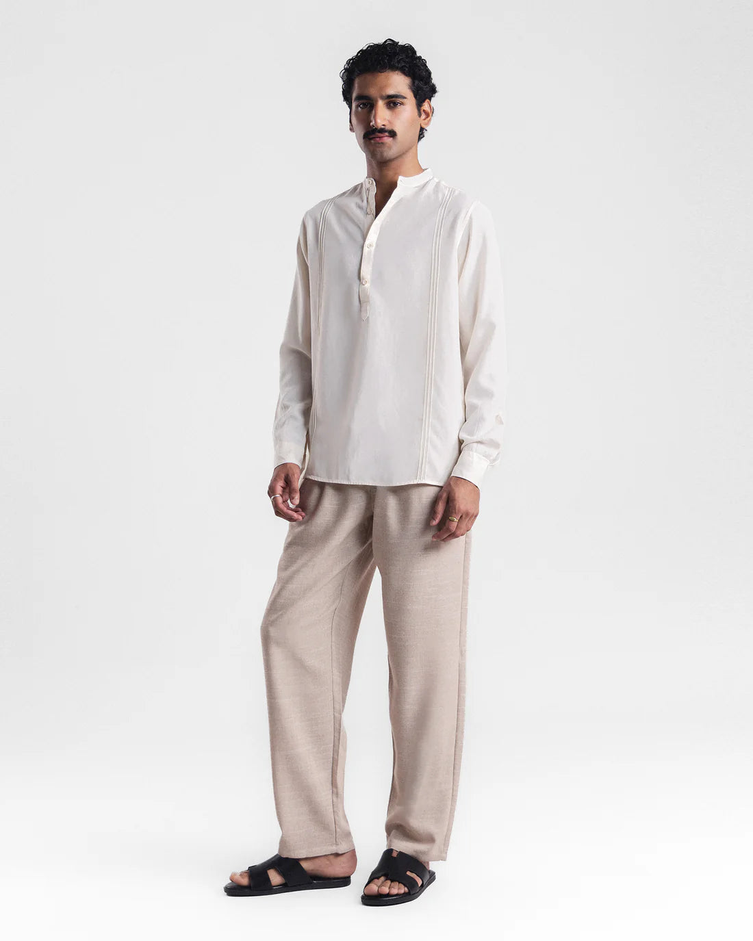 Men Regular Fit Off-White Casual Shirt