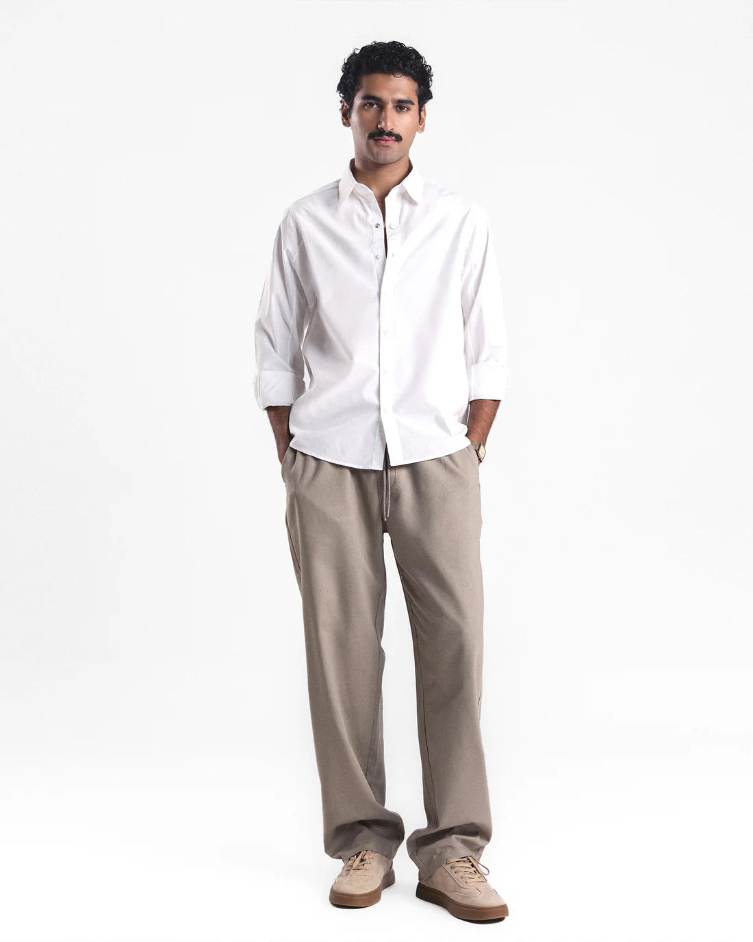 Men Regular Fit White Casual Shirt