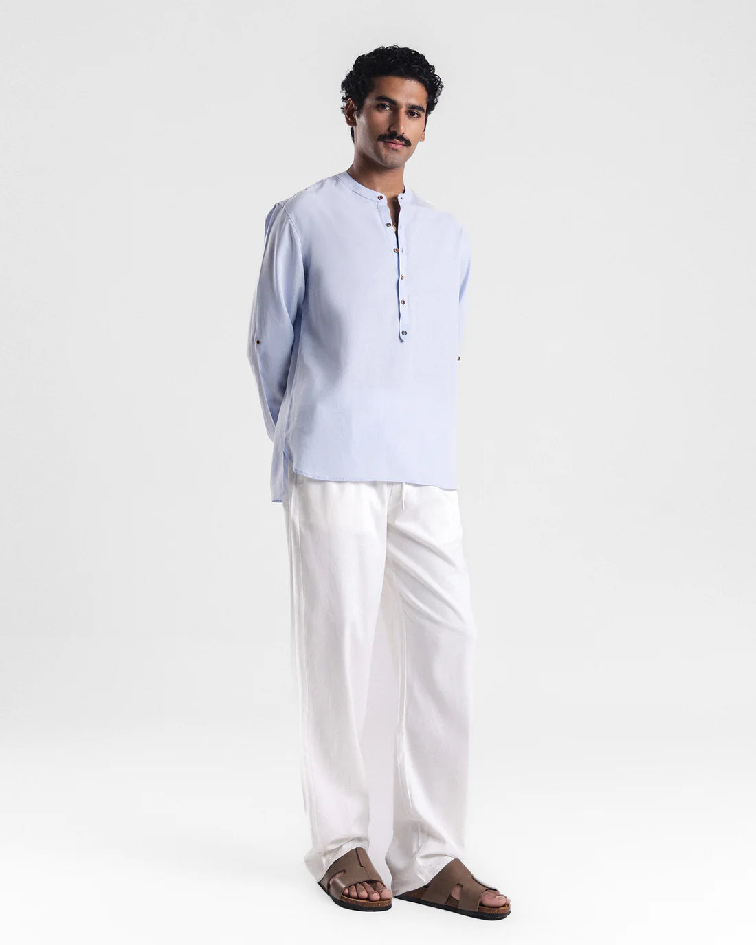 Men Relaxed Fit Sky-Blue Casual Shirt