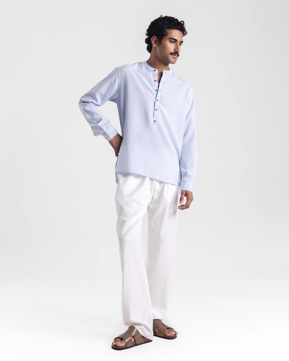 Men Relaxed Fit Sky-Blue Casual Shirt