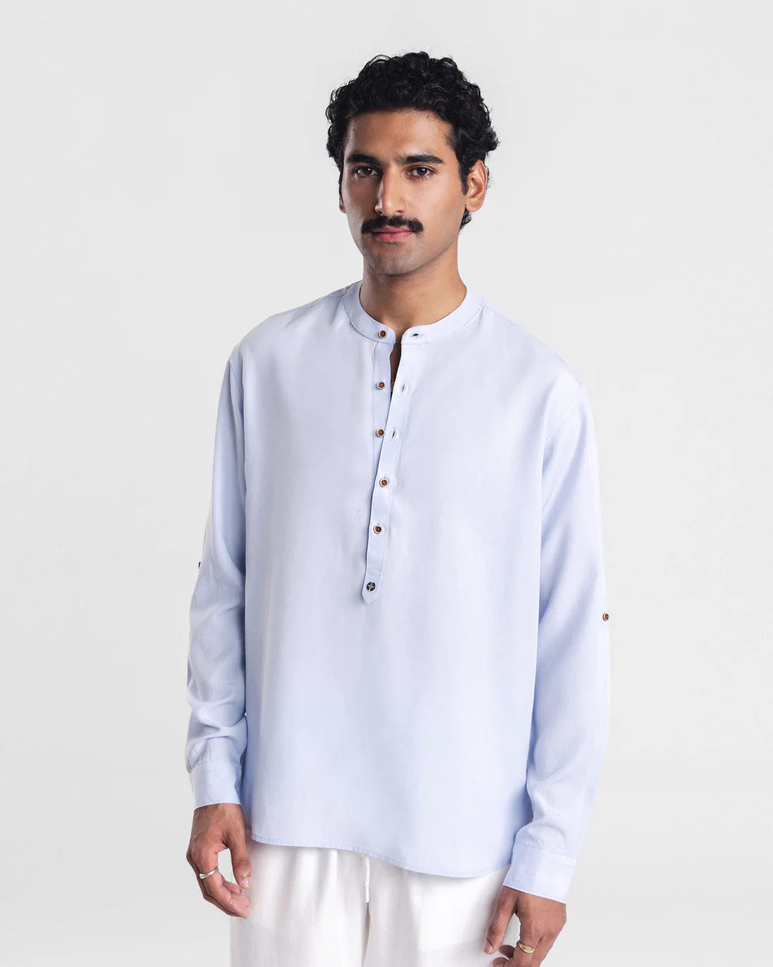 Men Relaxed Fit Sky-Blue Casual Shirt