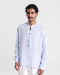 Men Relaxed Fit Sky-Blue Casual Shirt