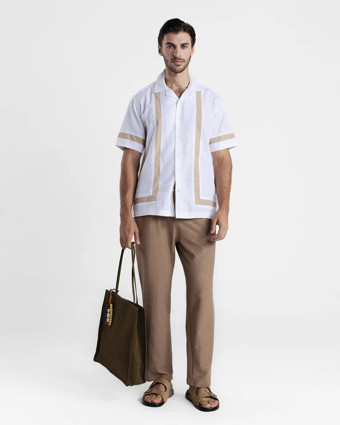 Men Relaxed Fit White Short Shirt