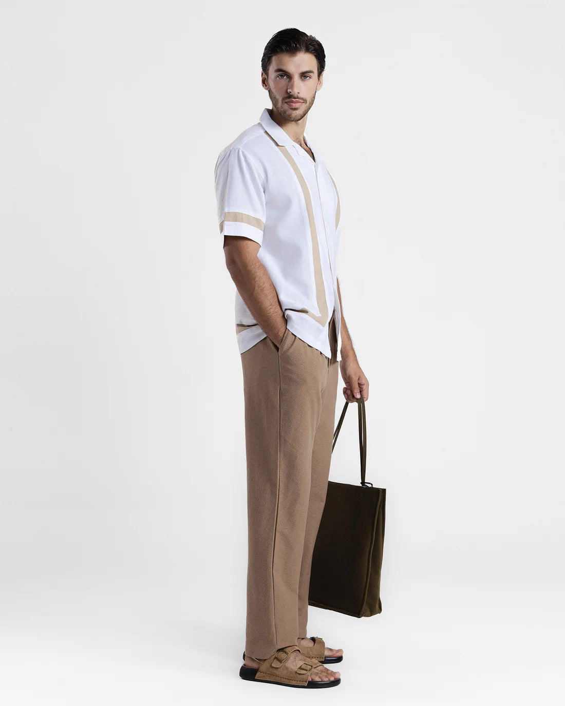 Men Relaxed Fit White Short Shirt
