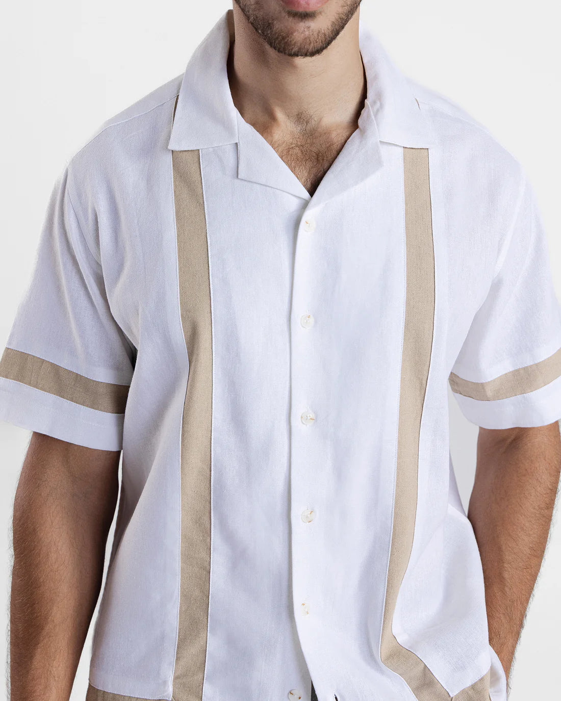 Men Relaxed Fit White Short Shirt