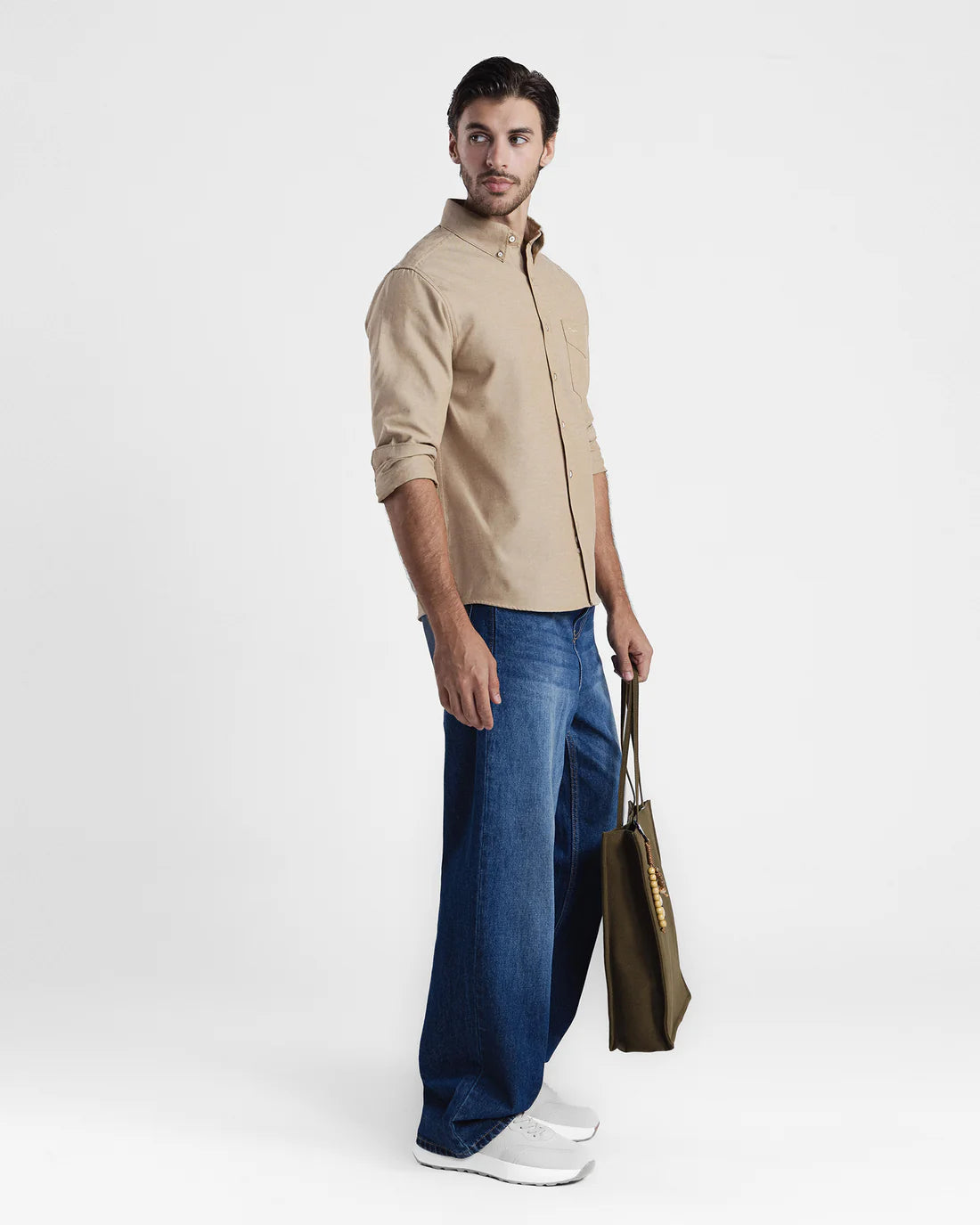 Men Regular Fit Camel Beige Casual Shirt