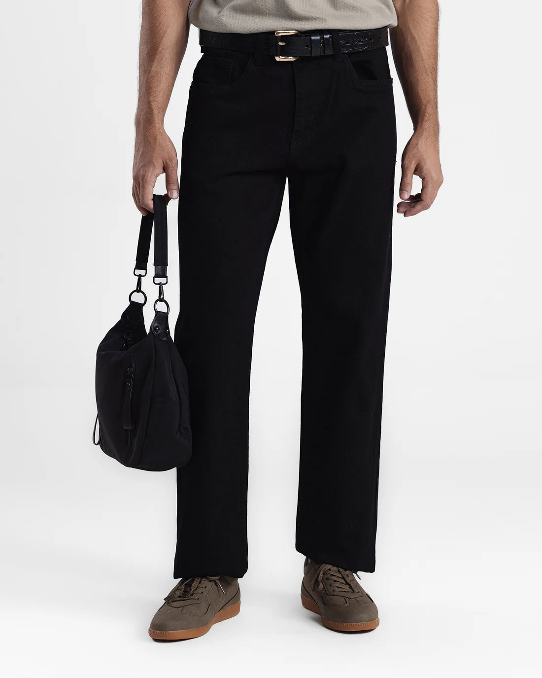 Men Straight Fit Black Denim