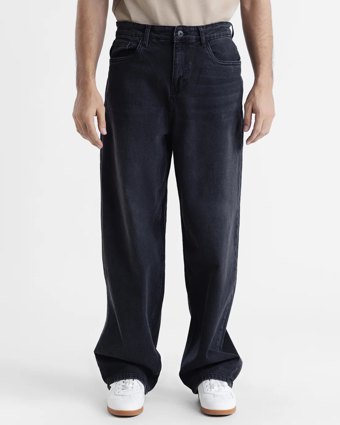 Men Balloon Fit Black Denim