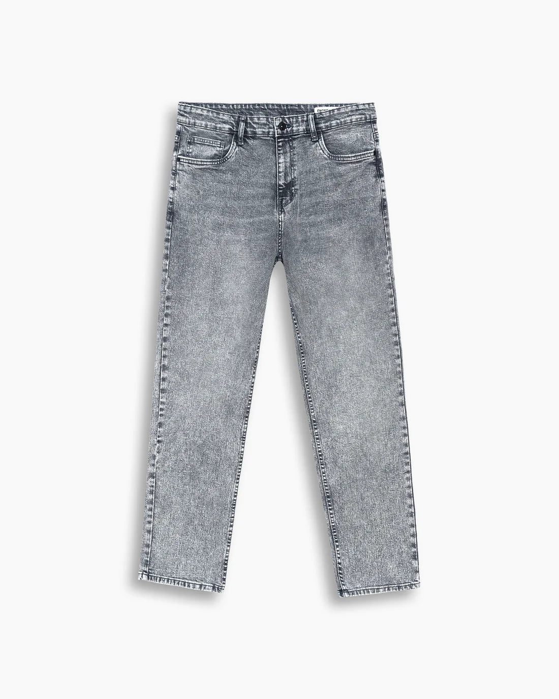 Men Straight Fit Charcoal Grey Denim