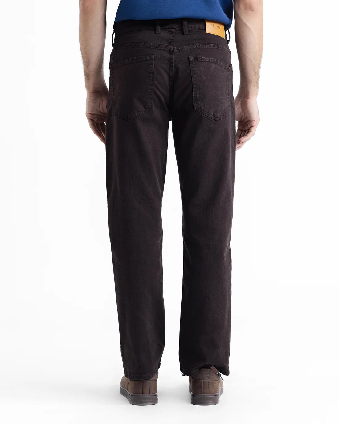 Men Straight Fit Dark Brown Denim