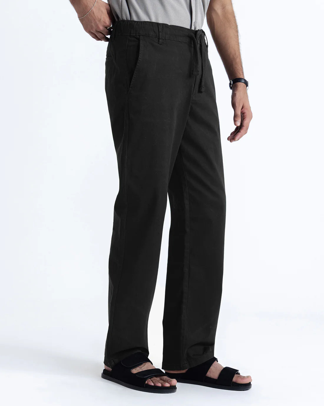 Men Straight Fit Black Pant