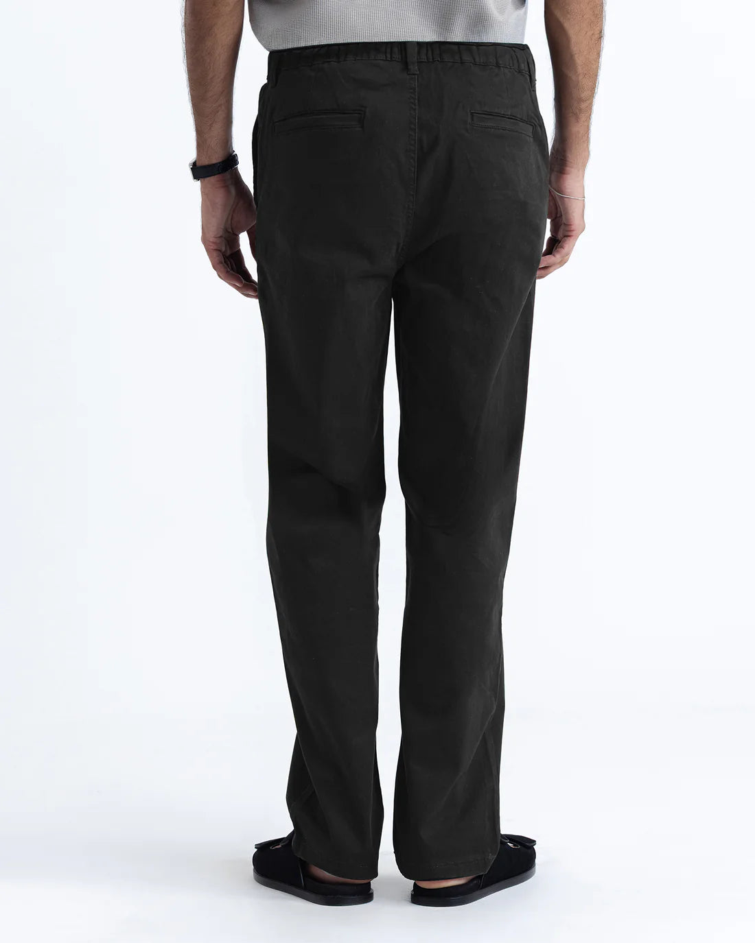 Men Straight Fit Black Pant