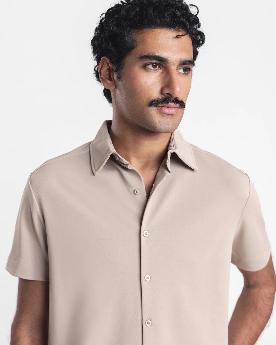 Men Button Down Beige Casual Shirt