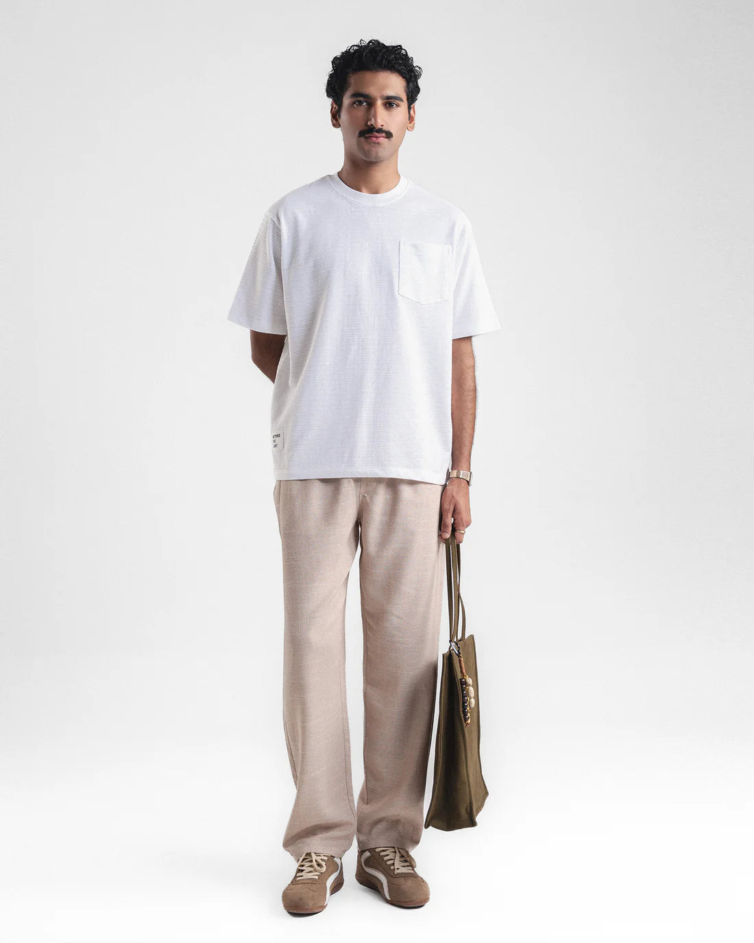 Men White Pocket T Shirt
