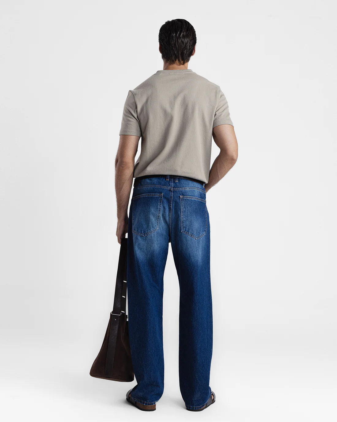 Men Henley Beige T-Shirt