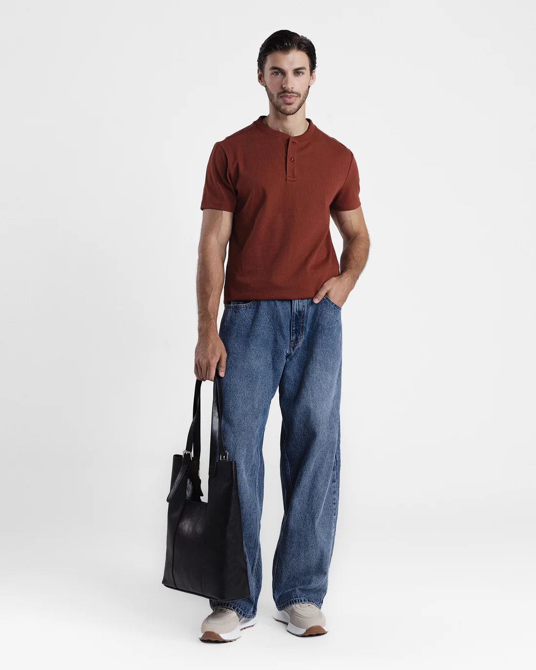 Men Henley Rust T-Shirt