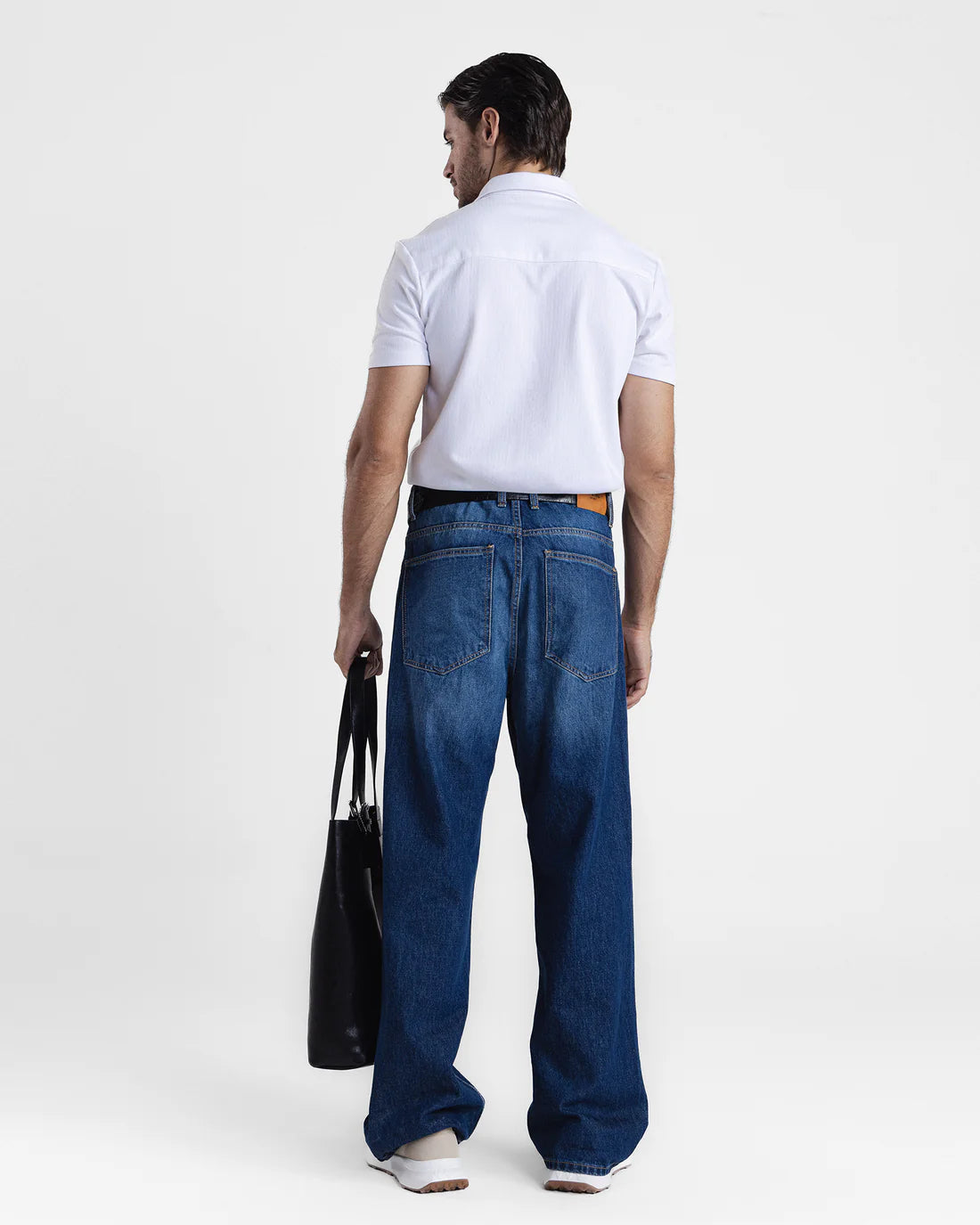 Men Button Down Short Sleeve White Shirt