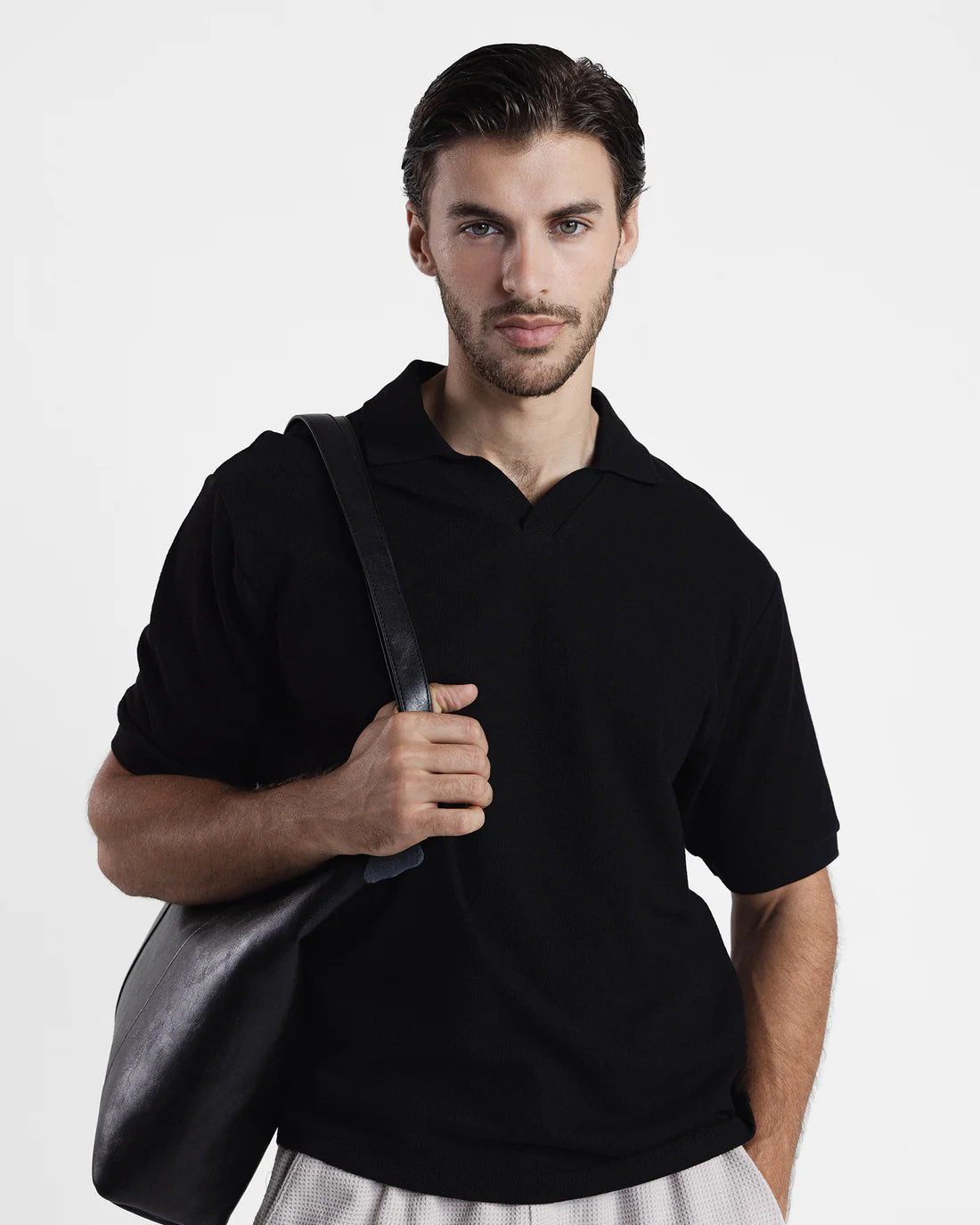 Men Black Polo Tee