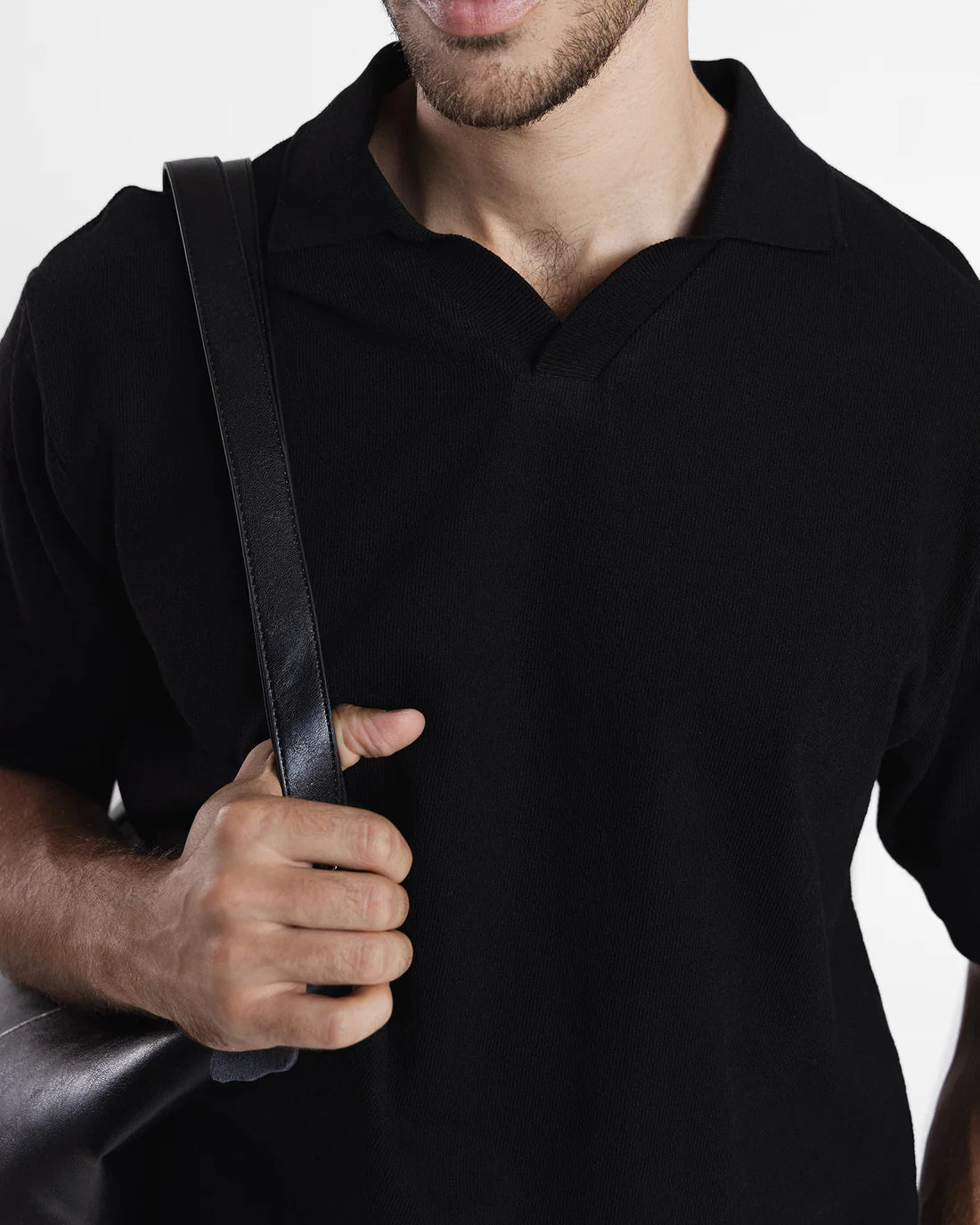 Men Black Polo Tee