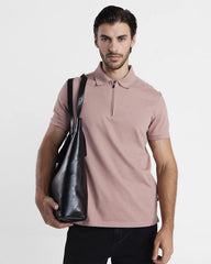Men Burnt Pink Polo Tee