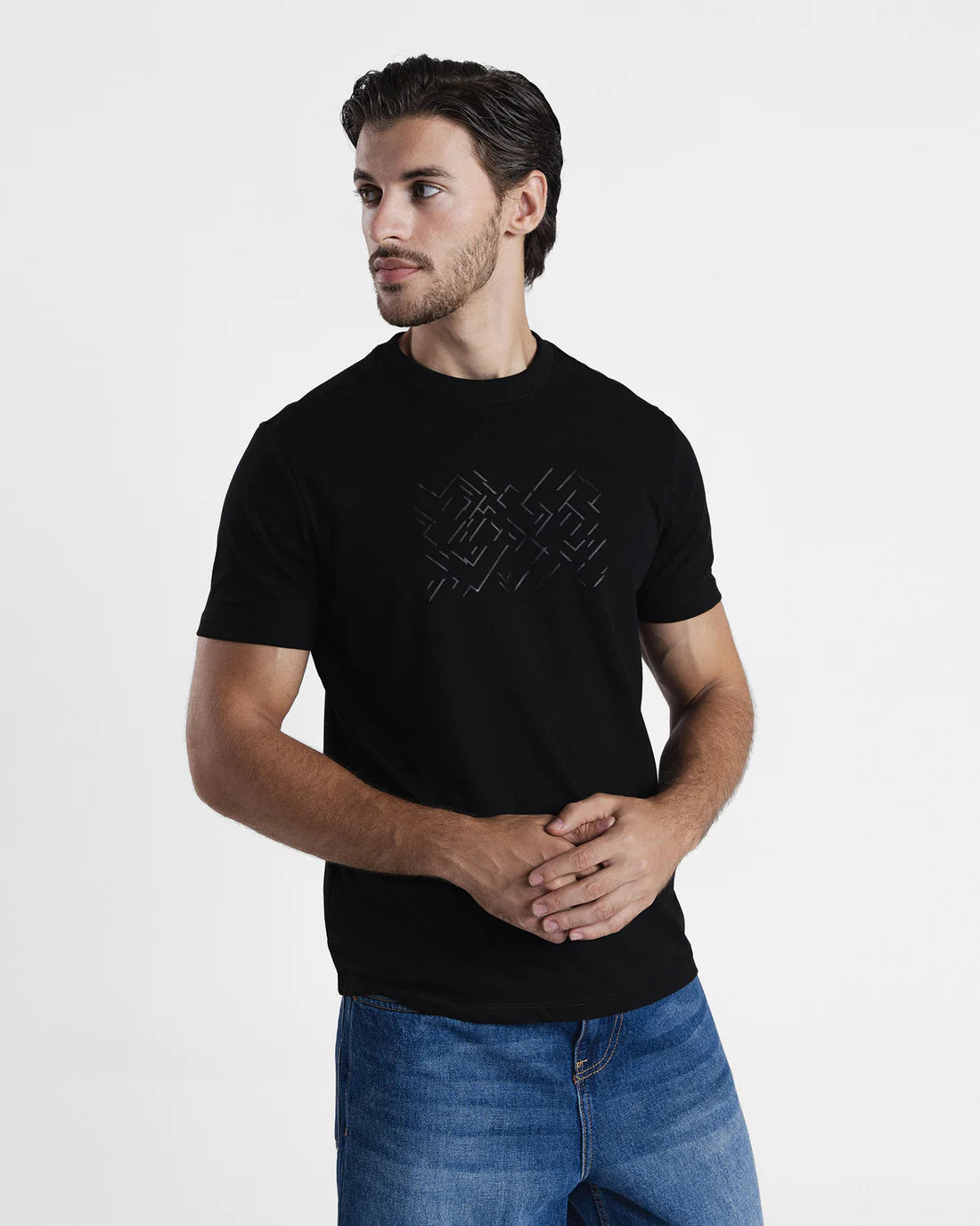 Men Graphic Short Sleeve Black Tee