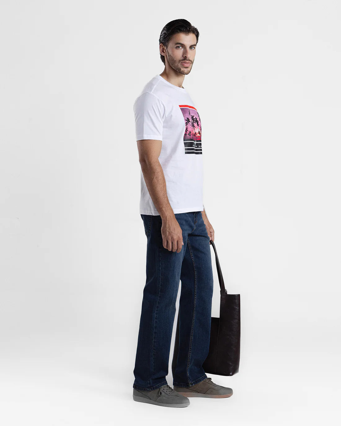 Men Graphic Short Sleeve White Tee