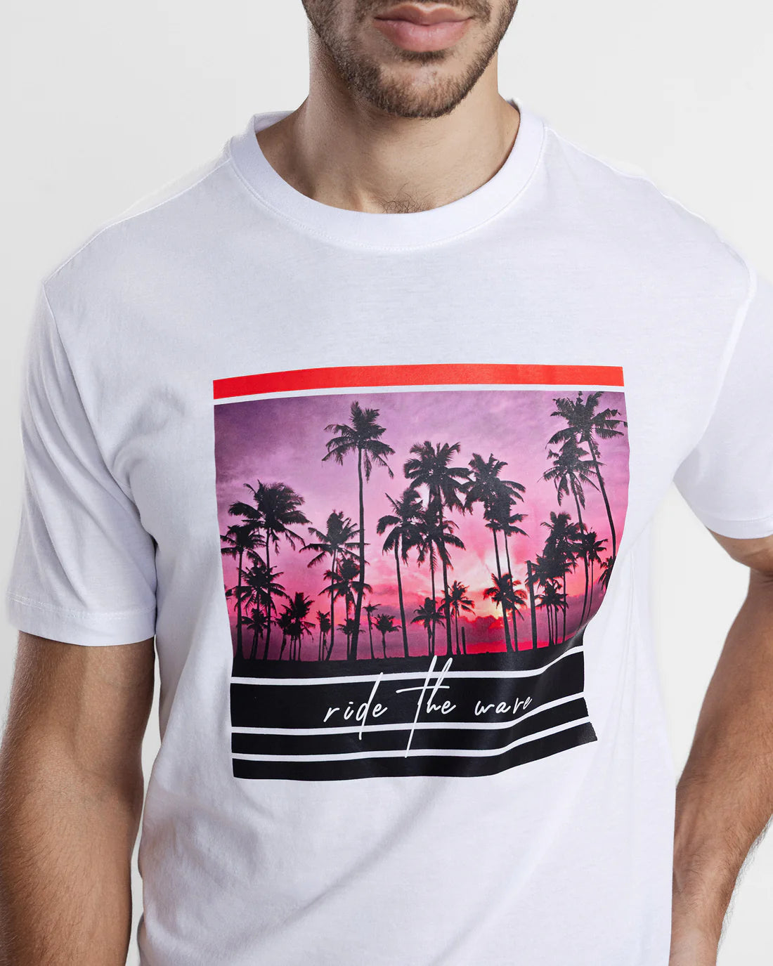 Men Graphic Short Sleeve White Tee