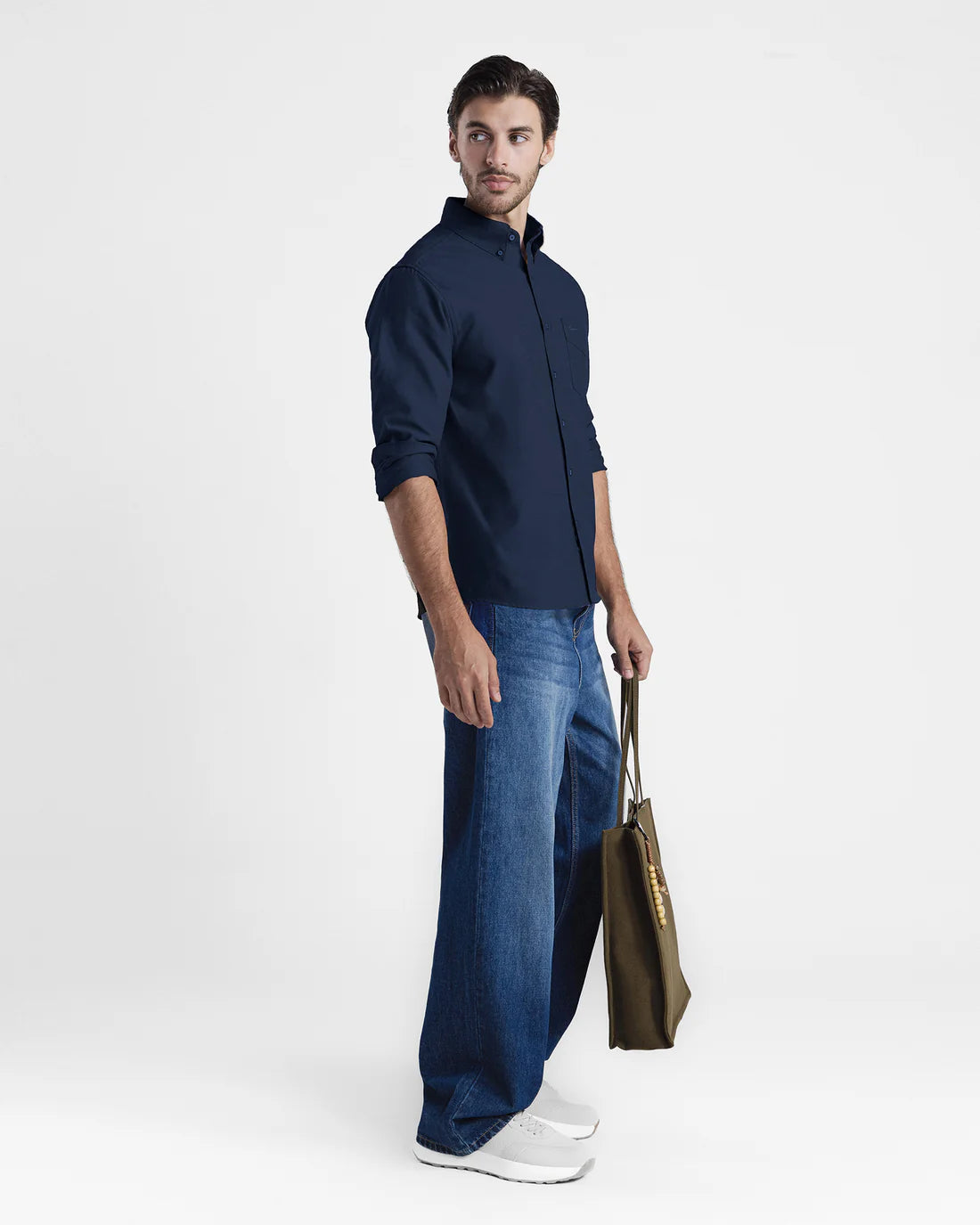 Men Regular Fit Navy Blue Casual Shirt
