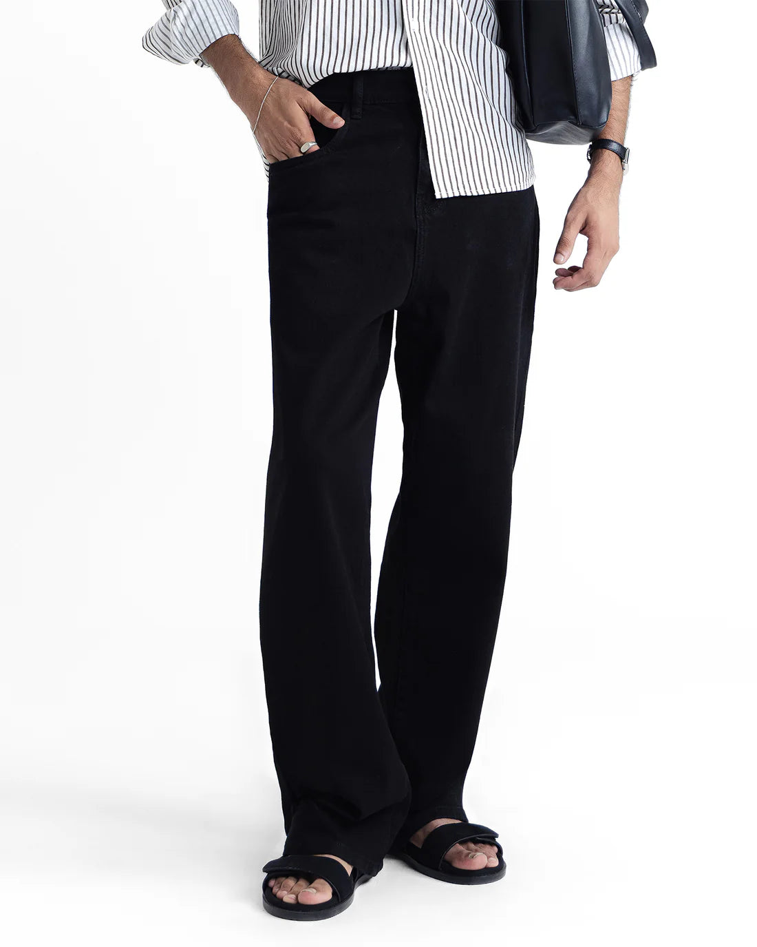 Men Baggy Fit Black Denim