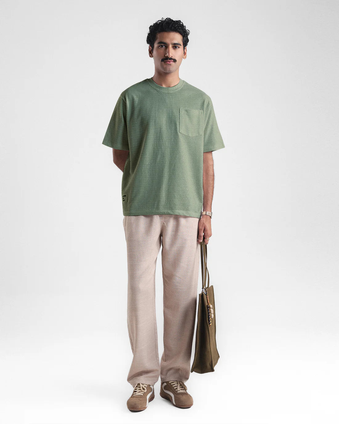 Men Sage Green Pocket T Shirt